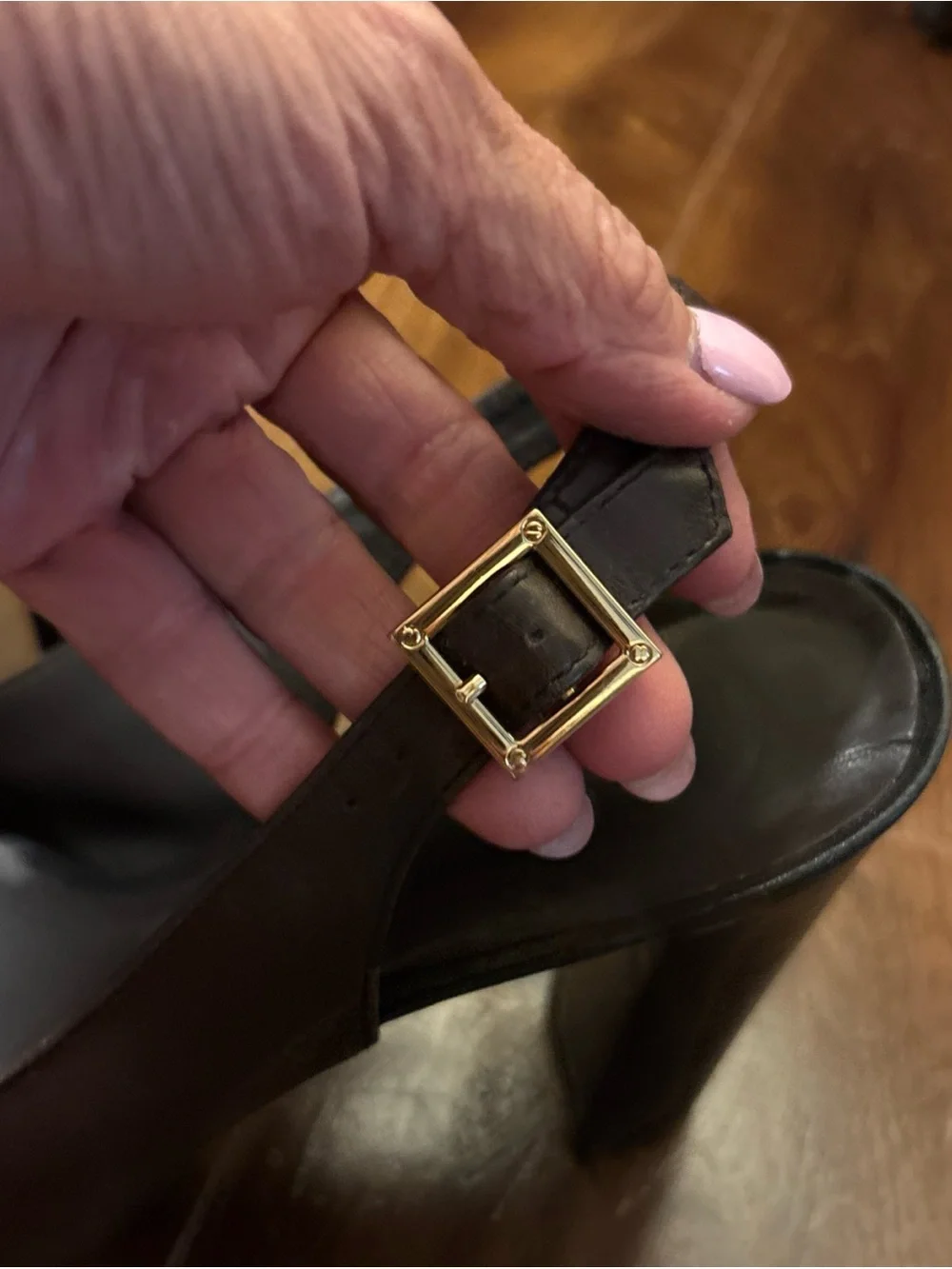 Tory Burch Brown Leather Peep-Toe Slingback Heels